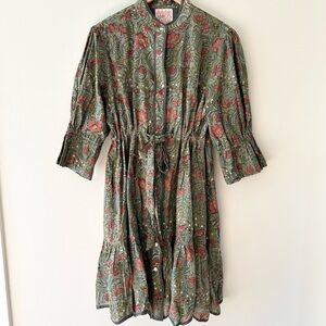 Mod’s Mahal Isha Short Floral Dress Large Green Ruffle Garden Party Cottagecore